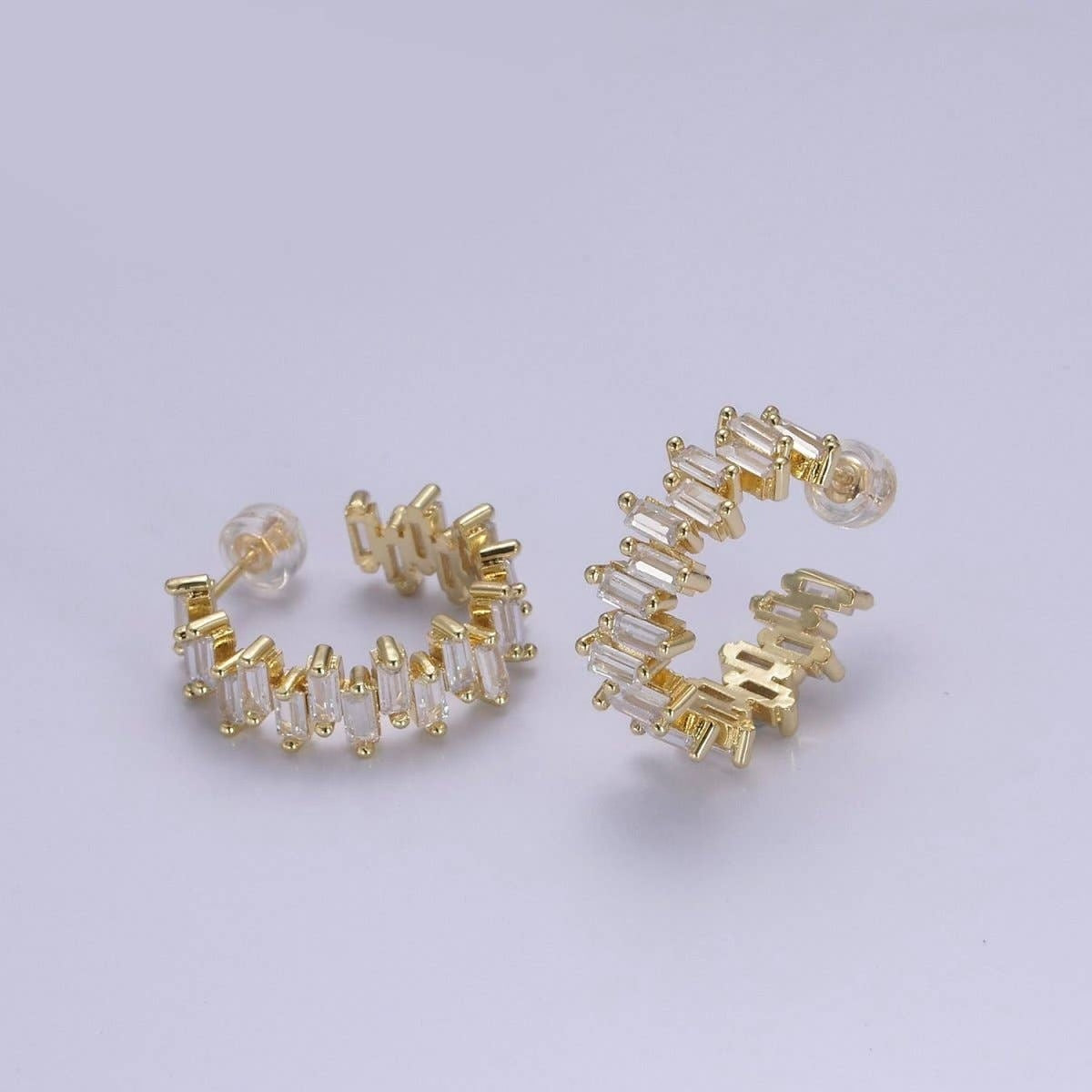 Gold Baguette Hoop Earrings
