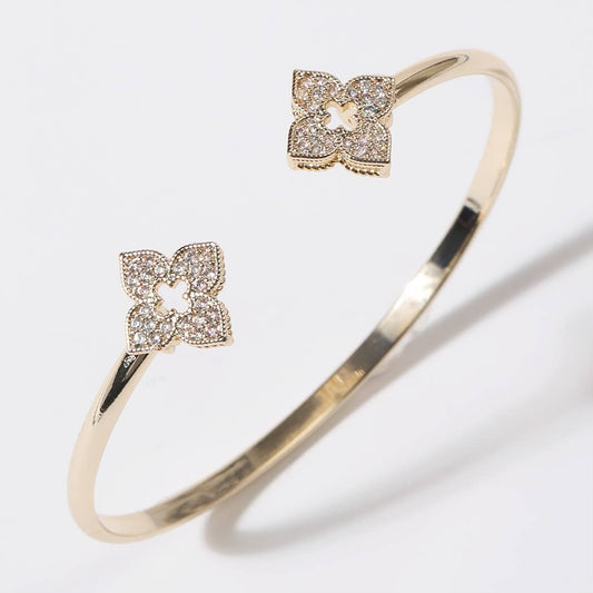 4 Leaf Clover Gold Cuff