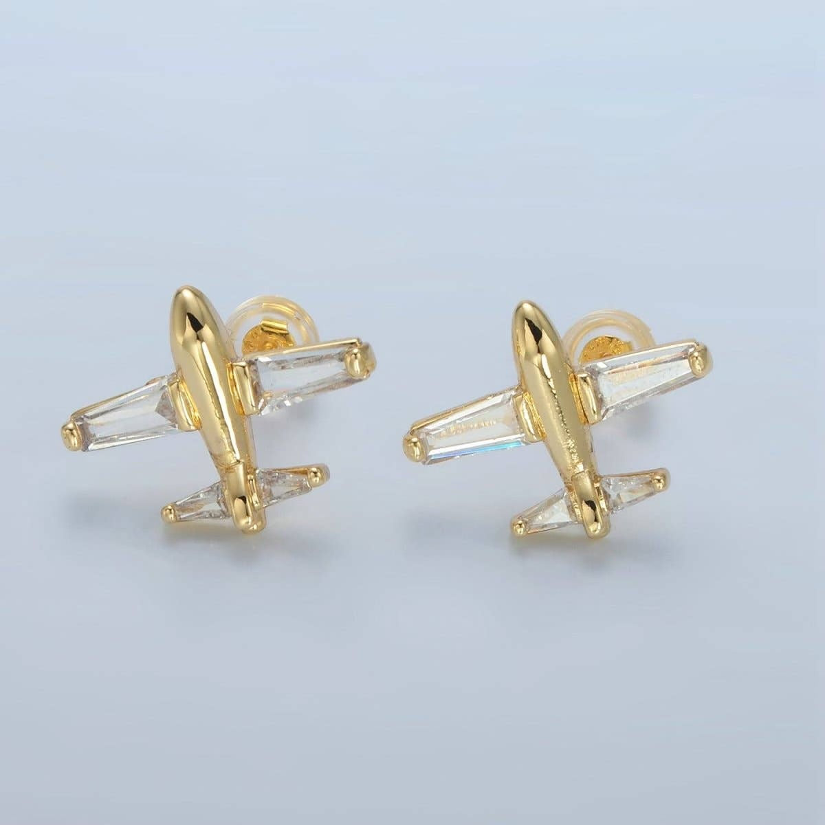 Gold Airplane Travel Earrings