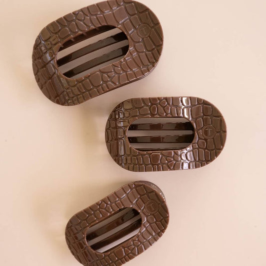 Teleties Brown Croc Flat Hair Clip