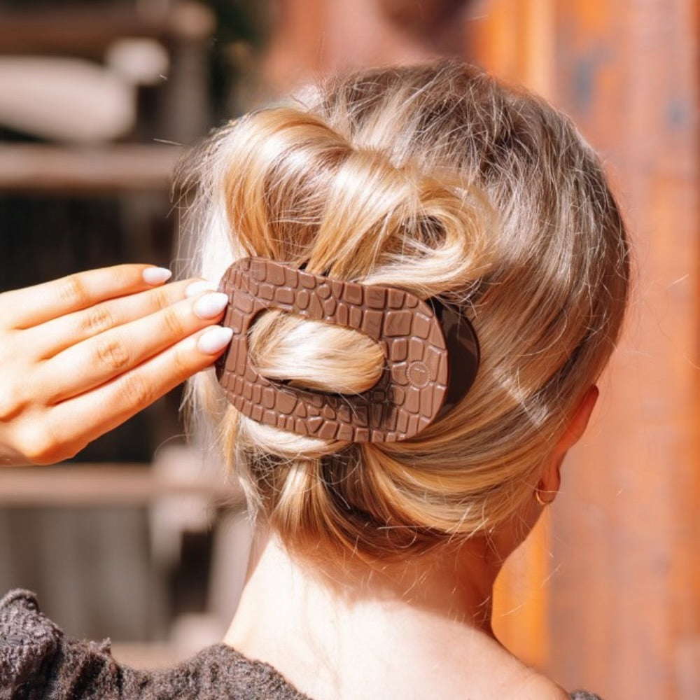 Teleties Brown Croc Flat Hair Clip