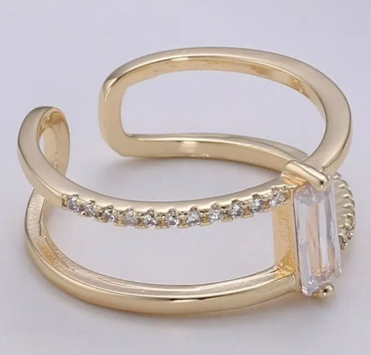 Double Band Baguette Ring